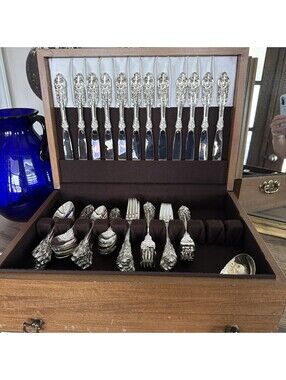 Godinger Baroque Silverplate Flatware Set - Service for 12 - 65 Pieces - MINT